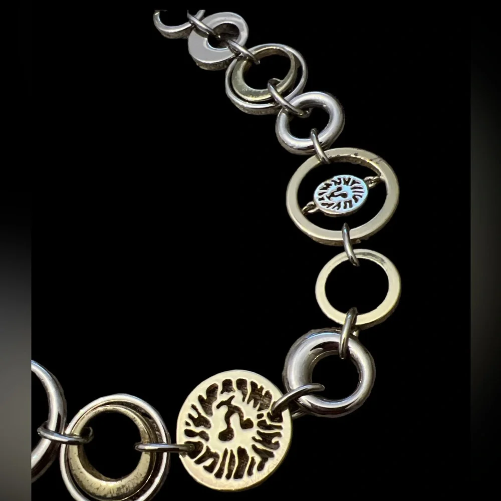 Vintage Very Rare Anne Klein Lion Head Link Hoops Necklace - Picture 5 of 5